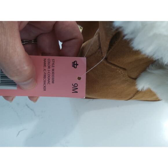 NWT! Juicy Couture Boots. Color-Cognac. Style Firecracker white fluff lined. - Picture 7 of 7